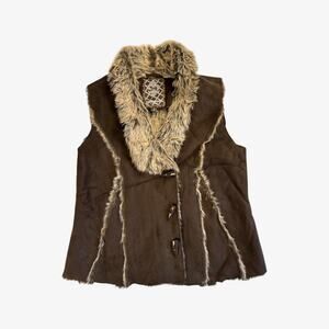 Brown faux fur vest